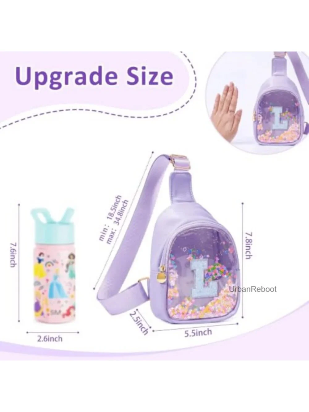 Clear Crossbody Sling Bag for Toddler Girls PU Leather Adjustable Strap